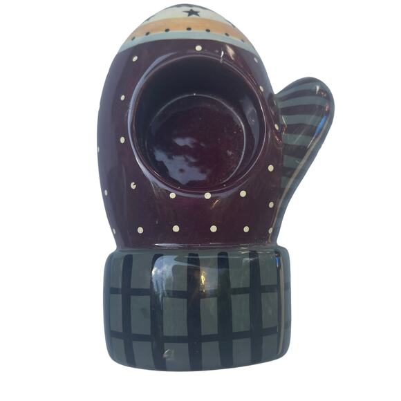 Williraye Studio Hand Painted Whimsical Mitten Tealight Candle Holders Folk Art - Picture 3 of 8